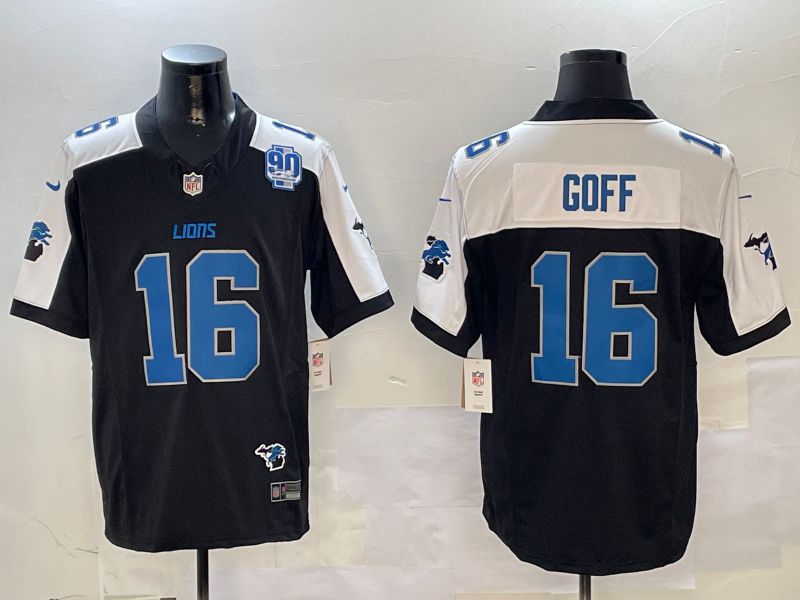 Men Detroit Lions #16 Goff Black Thanksgiving three generations 2024 Nike Limited NFL Jersey style 2->detroit lions->NFL Jersey